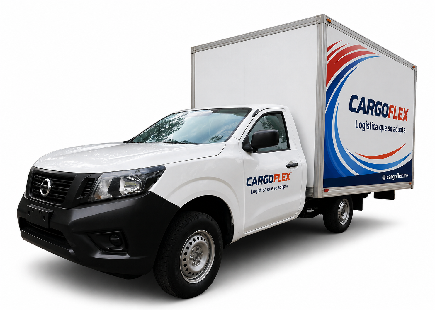 Unidad de caja seca Nissan NP-300 para renta de carga en Monterrey